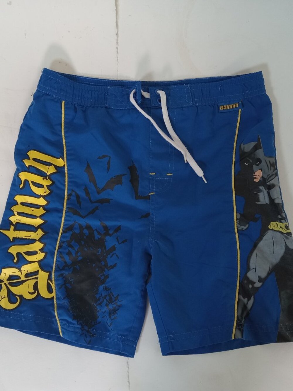 Vintage Batman Swim Trunks Boys Size 5 DC Comics Blue Y2K